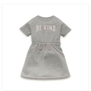 Toddler girl Be Kind tie waist sweatdress